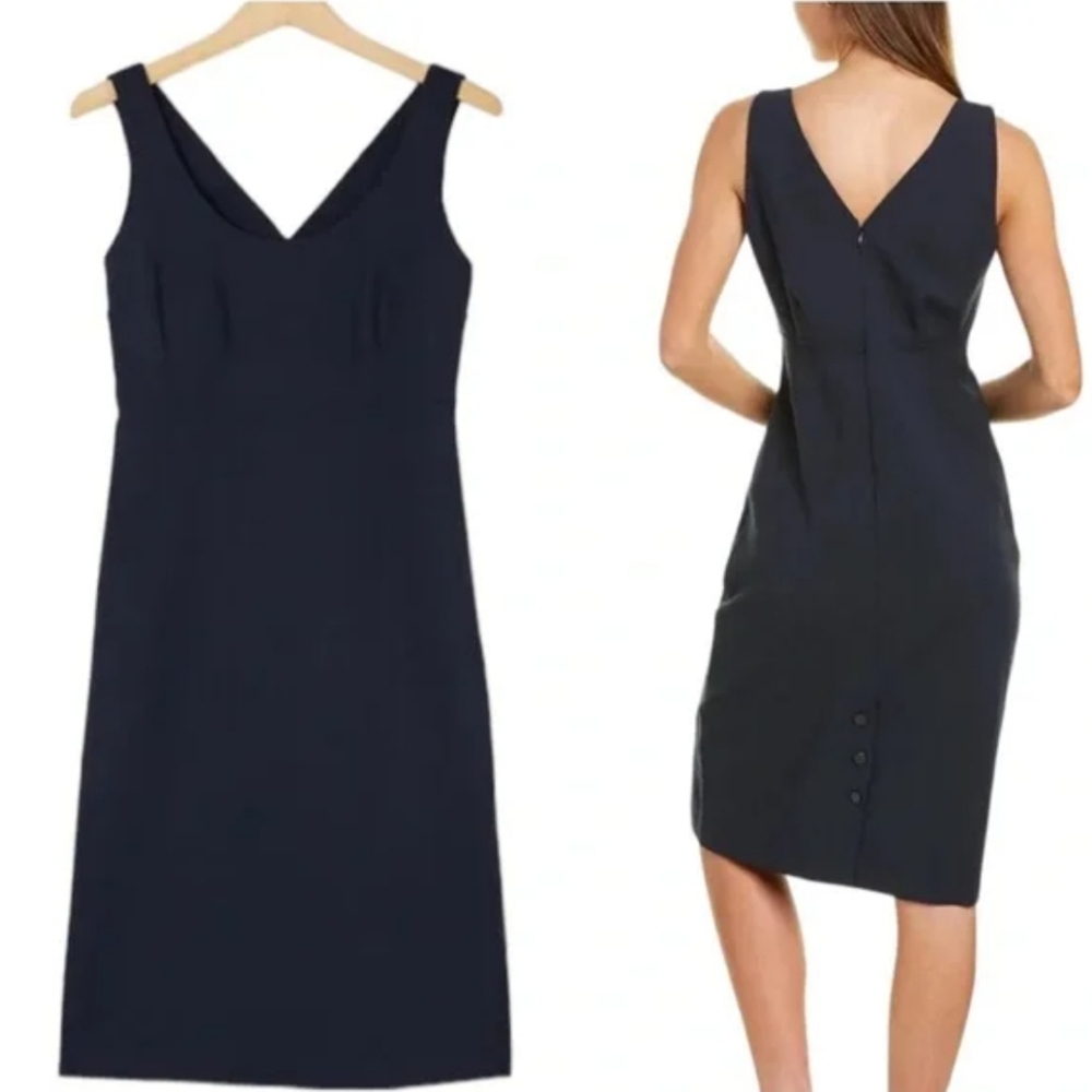 ❤️ NWT! CLUB MONACO BUTTON BACK VENT NAVY BLUE SHEATH DRESS, 2 - Picture 2 of 14